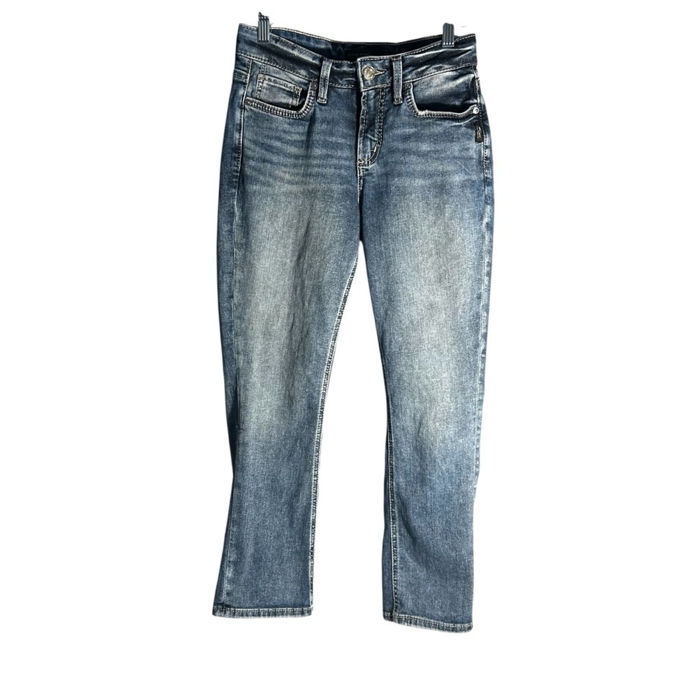Silver Jeans Co. Women's Size 27/23.5 Suki Cropped Capri Denim Jeans Dark Wash